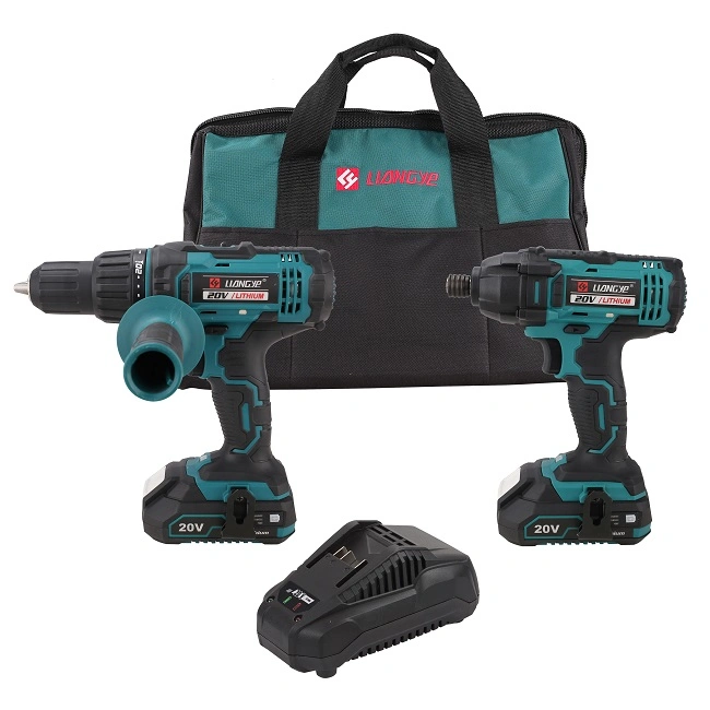 Battery Power Tool Sets Liangye 20V Cordless Hammer Drill and Impact Driver Combo Kits