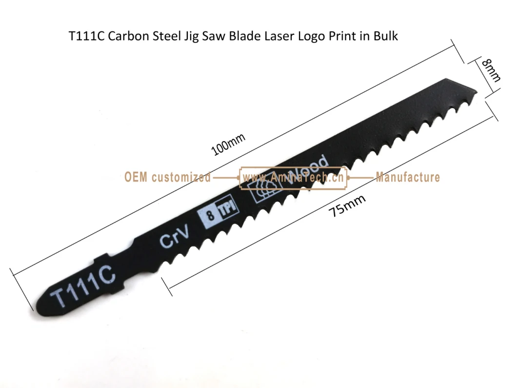 T111C Carbon Steel Jig Saw Blade Laser Logo Print in Bulk,Reciprocating Saw Blade