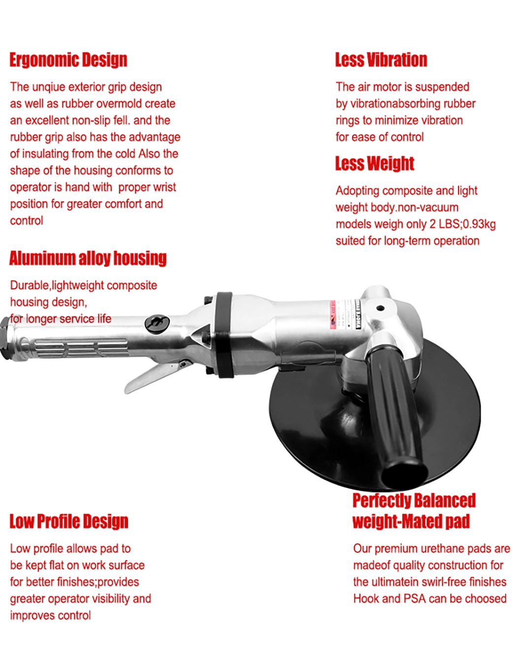 Professional 7inch Pneumatic Air Angle Polisher