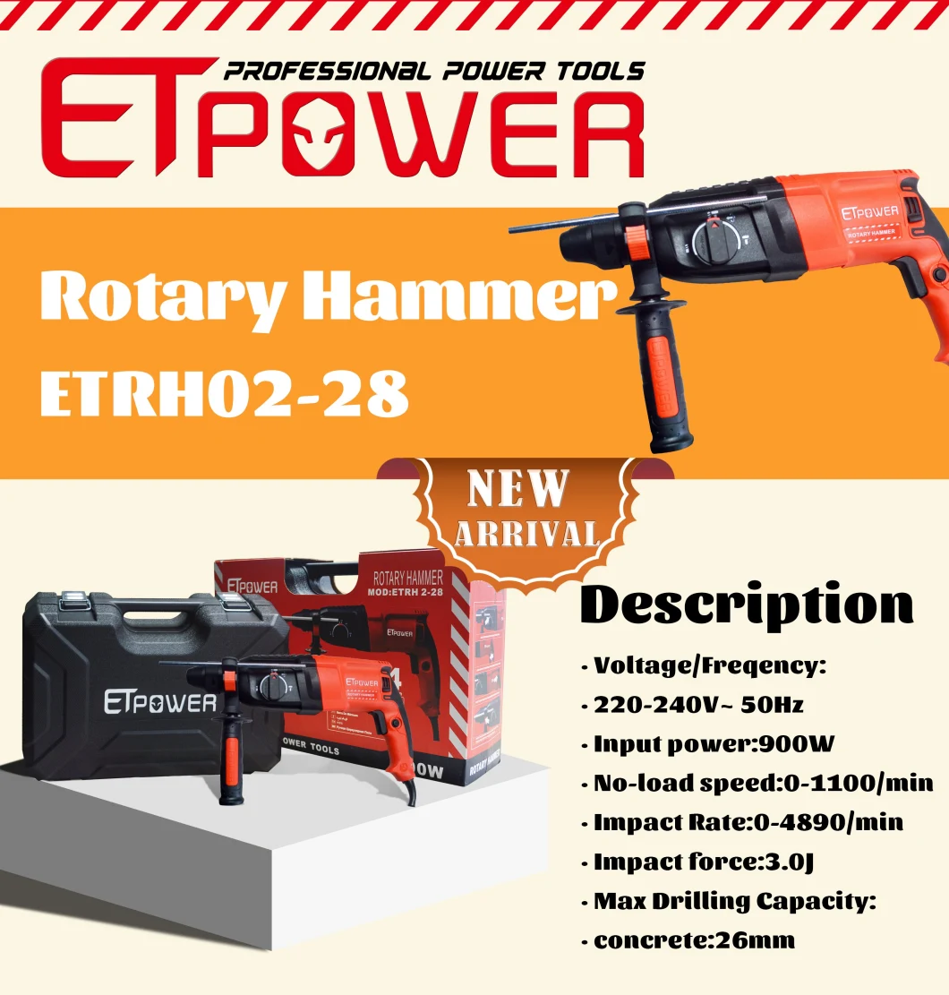 Etpower Rotomartillo 2-26mm SDS Plus Rotary Hammer Electric Power Drill for Concrete